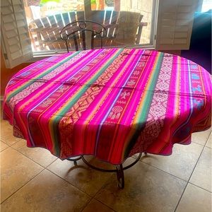 Round Guatemalan Fabric Table Cloth.